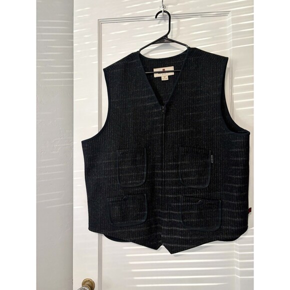 Woolrich Other - Woolrich XL Wool Blend Full Zip Utility Vest Charcoal Gray Cinch Back Pockets